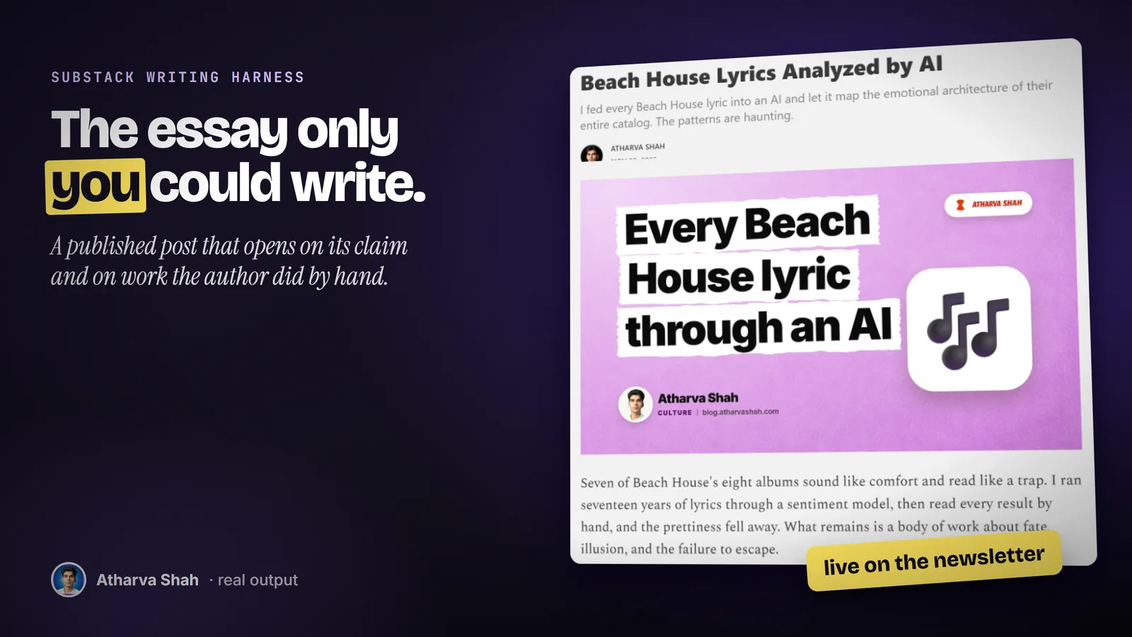 A real published Substack article with its cover and an opening paragraph that states the claim.