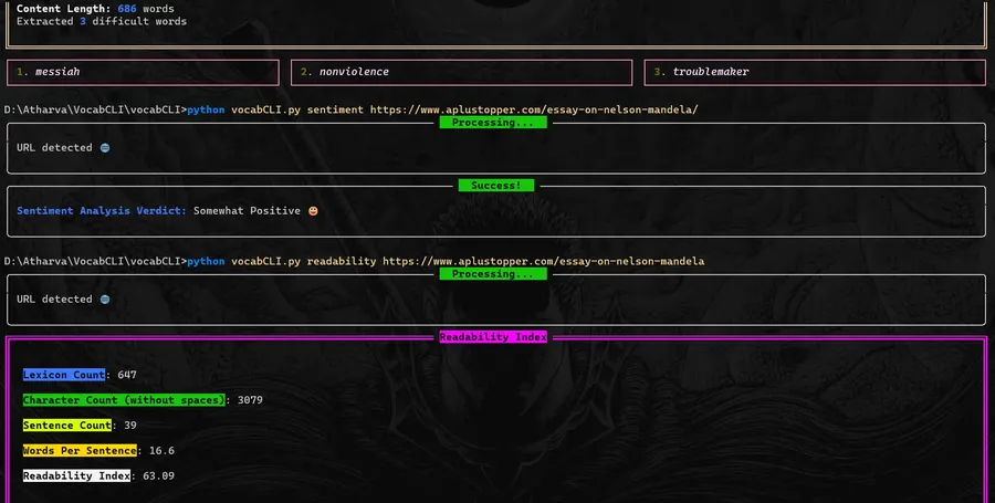 VocabCLI Interface