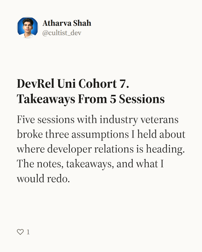a Substack article as a card